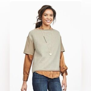Banana Republic Mixed-Media Boat Neck Top Size Small